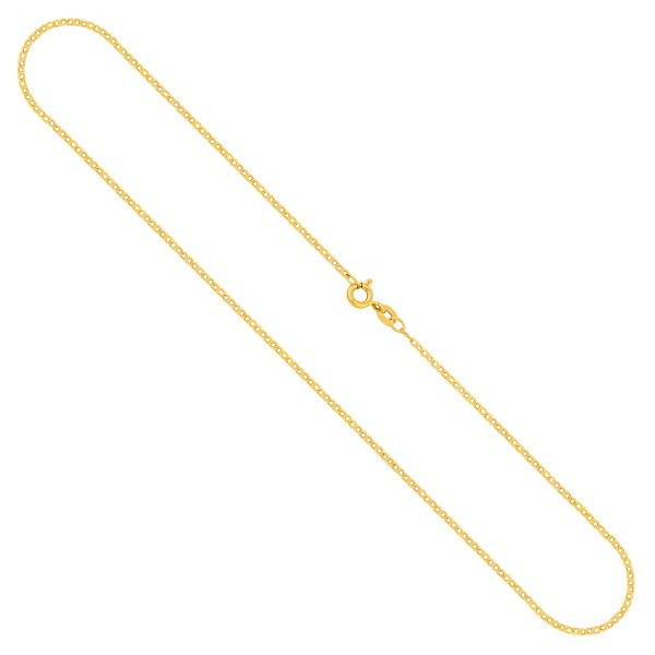 Goldkette als Achterkette in Gelbgold 585 / 14K, 50 cm lang, 1,3 mm breit, Gewicht ca. 2.4 g.