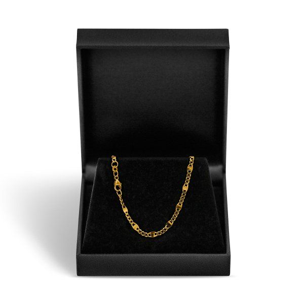 Goldkette als Panzerstegkette in Gelbgold 333 / 8K, 50 cm lang, 3,1 mm breit, Gewicht ca. 4.7 g.