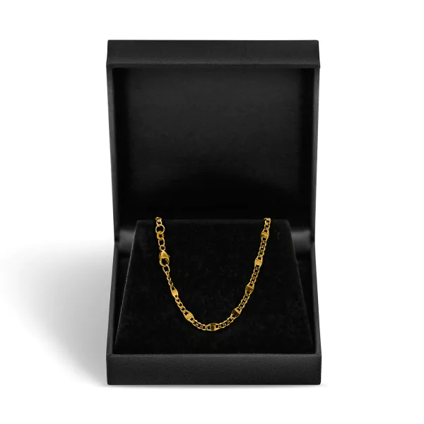 Goldkette als Panzerstegkette in Gelbgold 585 / 14K, 45 cm lang, 3,1 mm breit, Gewicht ca. 5 g.