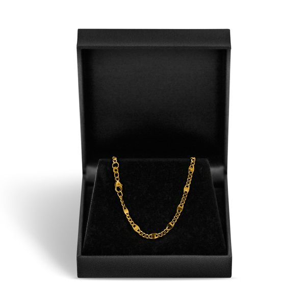 Goldkette als Panzerstegkette in Gelbgold 585 / 14K, 50 cm lang, 3,1 mm breit, Gewicht ca. 5.5 g.