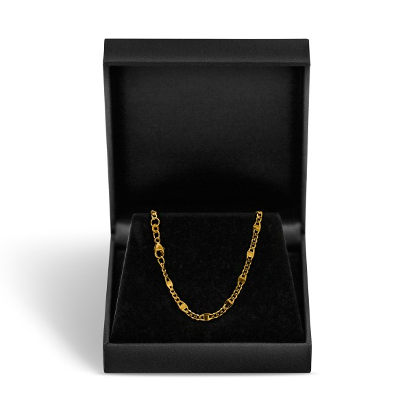 Goldkette als Panzerstegkette in Gelbgold 585 / 14K, 100 cm lang, 3,1 mm breit, Gewicht ca. 11.1 g.