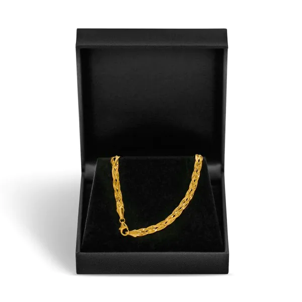 Armband als Herringbone Kette in Gelbgold 375 / 9K, 19 cm lang, 3,8 mm breit, Gewicht ca. 2 g.