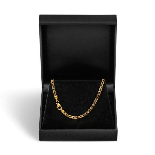 Goldkette als Zwillingspanzerkette in Gelbgold 585 / 14K, 45 cm lang, 2,9 mm Breit, Gewicht ca. 5.0 g.