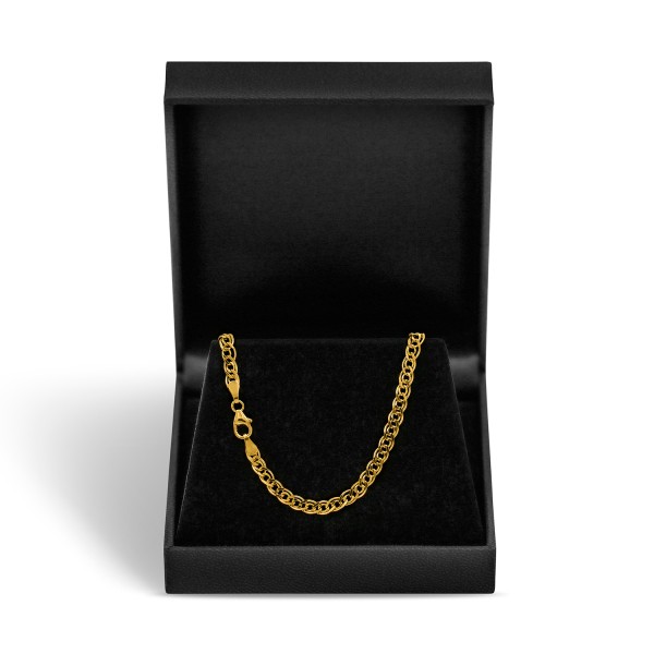 Armband als Zwillingspanzerkette in Gelbgold 375 / 9K, 18 cm lang, 3,9 mm breit, Gewicht ca. 1.8 g.