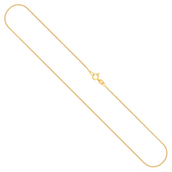 Goldkette als Schlangenkette in Gelbgold 585 / 14K, 34 cm lang, 0,8 mm breit, Gewicht ca. 1.7 g.