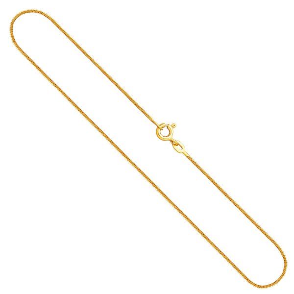 Goldkette als Schlangenkette diamantiert in Gelbgold 585 / 14K, 55 cm lang, 0,9 mm breit, Gewicht ca. 4.5 g.