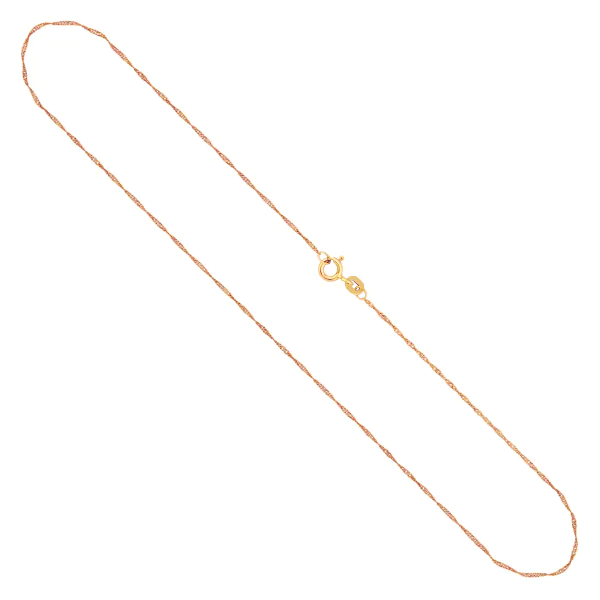 Goldkette als Singapurkette in Gelbgold 750 / 18 Karat, 70 cm lang, 1 mm breit, Gewicht ca. 1,9 g.