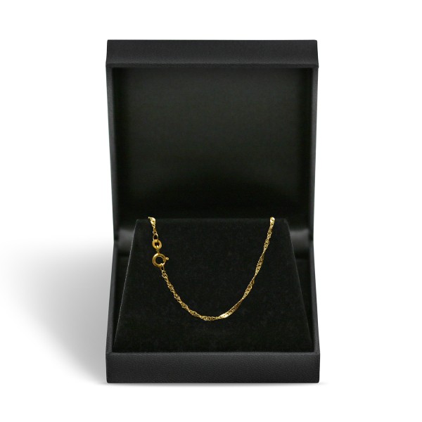 Goldkette als Singapurkette in Gelbgold 375 / 9K, 42 cm lang, 1,8 mm breit, Gewicht ca. 2.2 g.