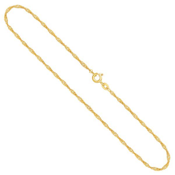 Goldkette als Singapurkette in Gelbgold 333 / 8K, 40 cm lang, 1,8 mm breit, Gewicht ca. 2 g.
