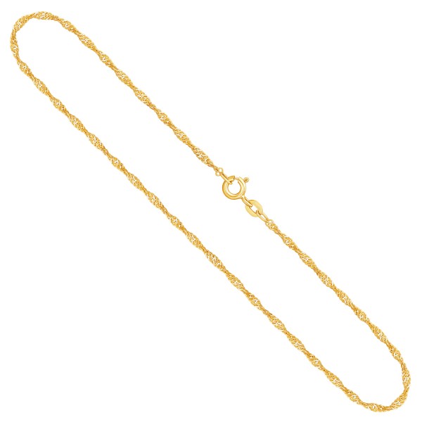 Goldkette als Singapurkette in Gelbgold 333 / 8K, 42 cm lang, 1,8 mm breit, Gewicht ca. 2.1 g.