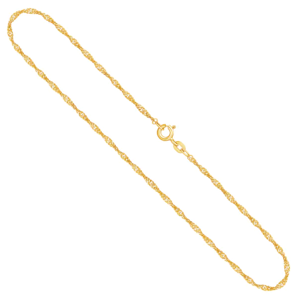 Goldkette als Singapurkette in Gelbgold 333 / 8 Karat, 90 cm lang, 1.8 mm breit, Gewicht ca. 4.4