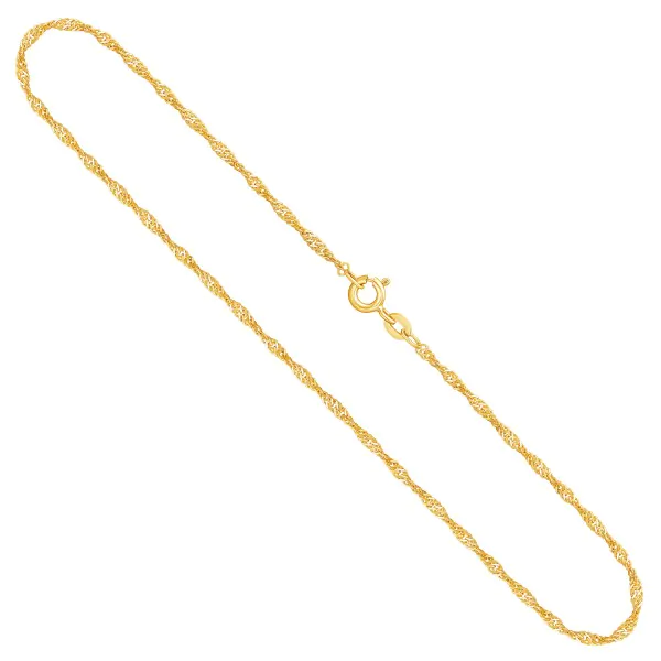 Goldkette als Singapurkette in Gelbgold 585 / 14 Karat, 65 cm lang, 1.8 mm breit, Gewicht ca. 3.8 g.