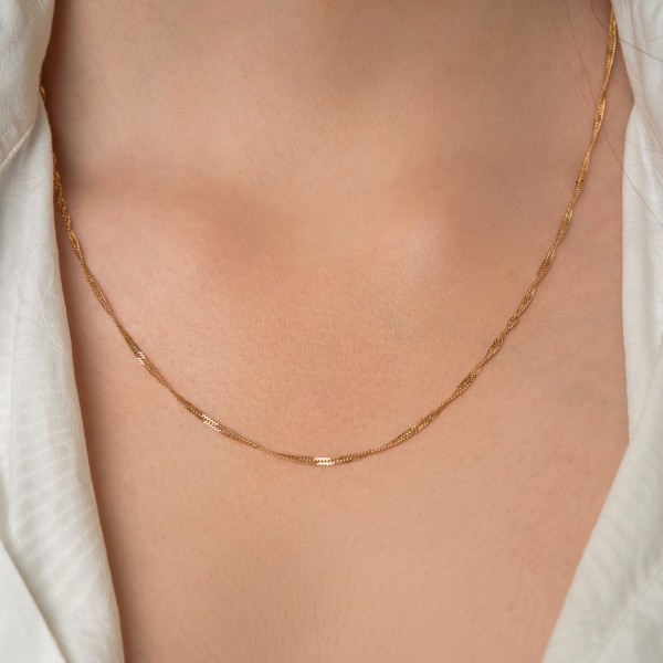 Goldkette als Singapurkette in Gelbgold 585 / 14K, 50 cm lang, 1,8 mm breit, Gewicht ca. 2.9 g.