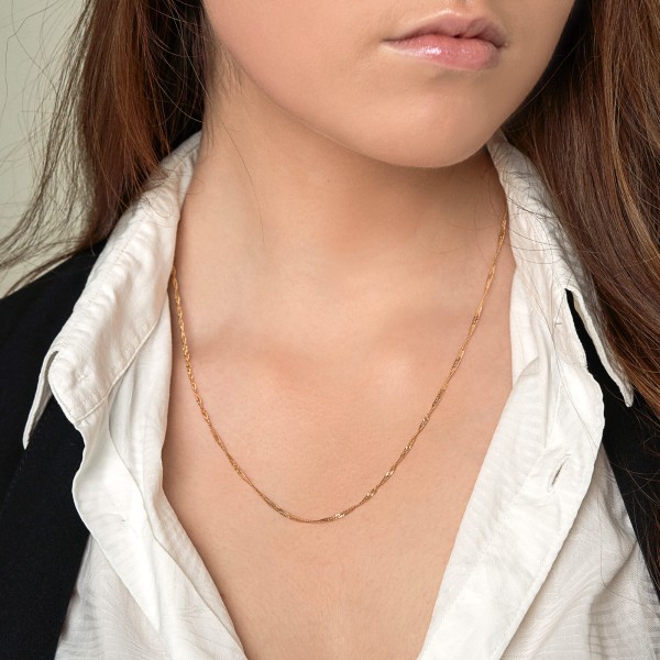 Goldkette als Singapurkette in Gelbgold 585 / 14K, 50 cm lang, 1,8 mm breit, Gewicht ca. 2.9 g.