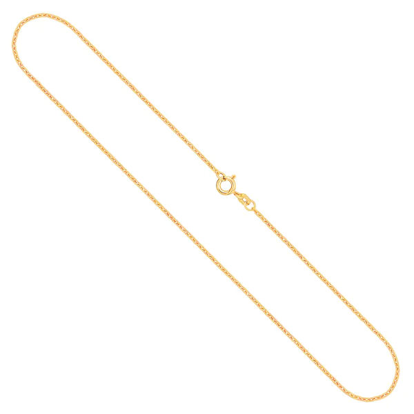 Goldkette als Ankerkette stirnseitig diamantiert in Gelbgold 585 / 14K, 45 cm lang, 1,3 mm breit, Gewicht ca. 4.1 g.