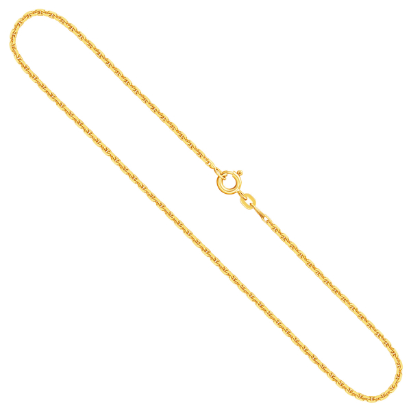 Goldkette als Ankerkette stirnseitig diamantiert in Gelbgold 333 / 8K, 55 cm lang, 1,6 mm breit, Gewicht ca. 6.1 g.