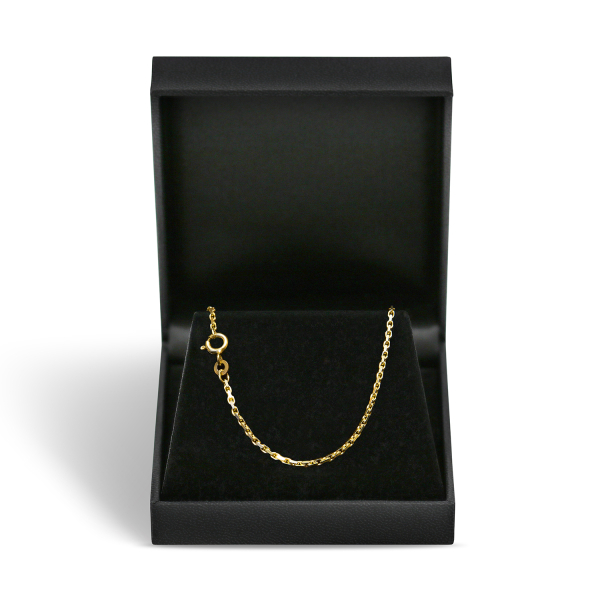 Goldkette als Ankerkette stirnseitig diamantiert in Gelbgold 333 / 8K, 55 cm lang, 1,6 mm breit, Gewicht ca. 6.1 g.