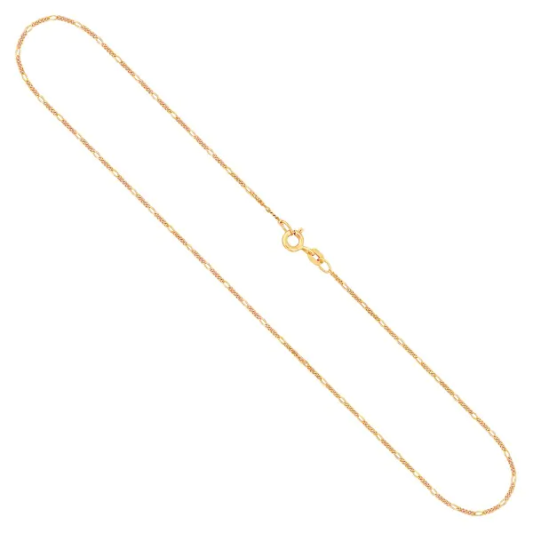 Goldkette als Figarokette diamantiert in Gelbgold 375 / 9K, 34 cm lang, 1,1 mm breit, Gewicht ca. 1 g.