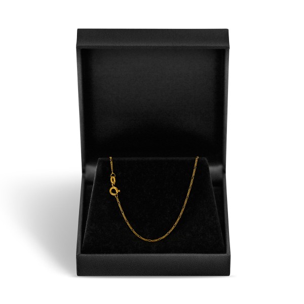 Goldkette als Figarokette diamantiert in Gelbgold 333 / 8K, 38 cm lang, 1,1 mm breit, Gewicht ca. 1 g.