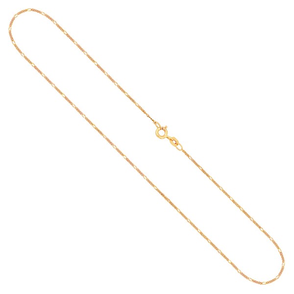 Goldkette als Figarokette diamantiert in Gelbgold 333 / 8K, 55 cm lang, 1,1 mm breit, Gewicht ca. 1.6 g.