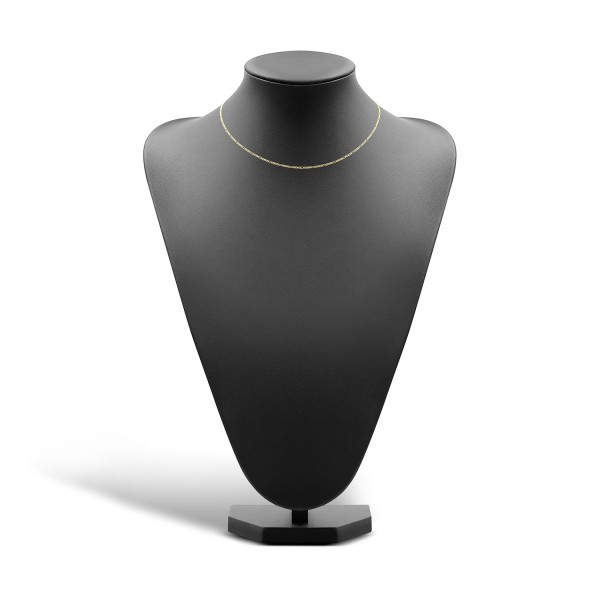 Goldkette als Figarokette diamantiert in Gelbgold 750 / 18 Karat, 38 cm lang, 1.5 mm breit, Gewicht ca. 2.2 g.