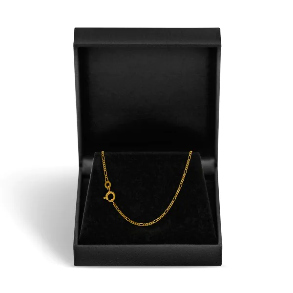 Goldkette als Figarokette diamantiert in Gelbgold 333 / 8K, 42 cm lang, 1,5 mm breit, Gewicht ca. 1.9 g.