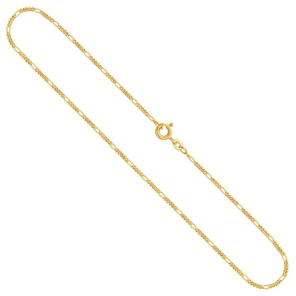 Goldkette als Figarokette diamantiert in Gelbgold 585 / 14K, 60 cm lang, 1,5 mm breit, Gewicht ca. 3.2 g.