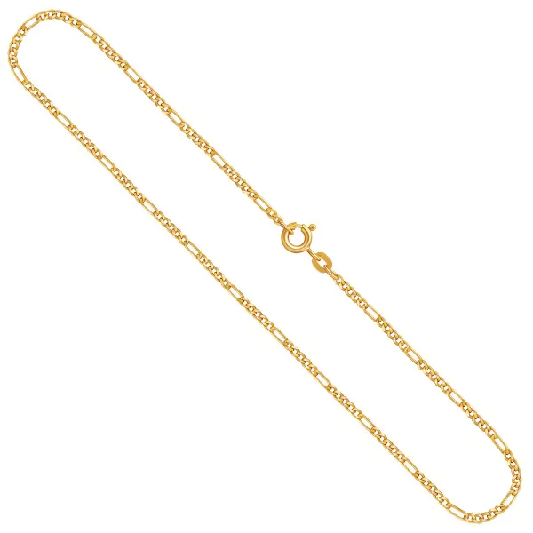 Goldkette als Figarokette diamantiert in Gelbgold 333 / 8K, 50 cm lang, 1,9 mm breit, Gewicht ca. 3.2 g.