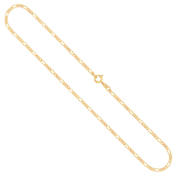 Goldkette als Figarokette diamantiert in Gelbgold 333 / 8K, 50 cm lang, 2,2 mm breit, Gewicht ca. 4.6 g.