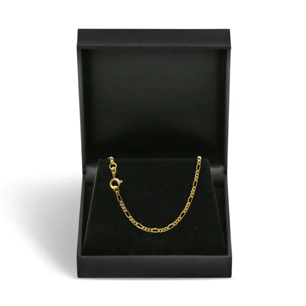 Armband als Figarokette diamantiert in Gelbgold 585 / 14 K, 18,5 cm lang, 2,2mm breit, Gewicht ca. 2.2 g.