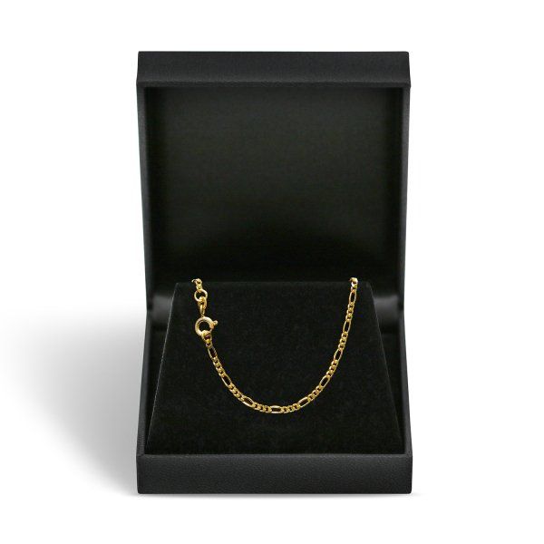 Goldkette als Figarokette diamantiert in Gelbgold 585 / 14K, 42 cm lang, 2,2 mm breit, Gewicht ca. 4.7 g.