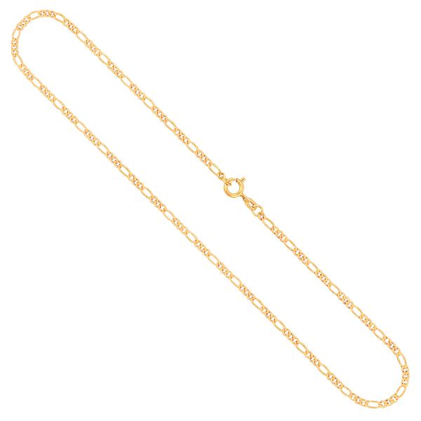 Goldkette als Figarokette diamantiert in Gelbgold 585 / 14K, 60 cm lang, 2,2 mm breit, Gewicht ca. 6.6 g.