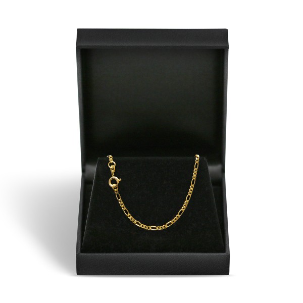 Goldkette als Figarokette diamantiert in Gelbgold 585 / 14K, 100 cm lang, 2,2 mm breit, Gewicht ca. 11.1 g.