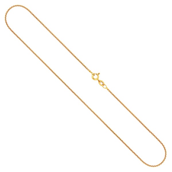 Goldkette als Venezianerkette rund geschlagen in Gelbgold 585 / 14K, 95 cm lang, 1,2 mm breit, Gewicht ca. 7.6 g.