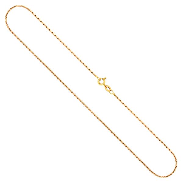 Goldkette als Venezianerkette rund geschlagen in Gelbgold 375 / 9K, 45 cm lang, 1,2 mm breit, Gewicht ca. 3.1 g.