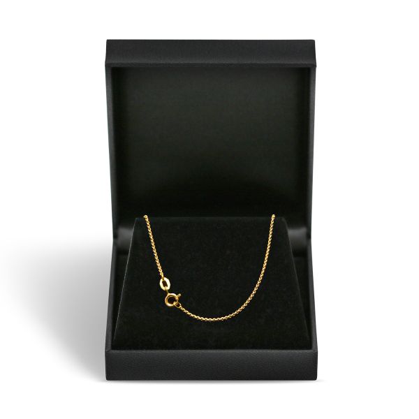 Goldkette als Venezianerkette rund geschlagen in Gelbgold 375 / 9K, 45 cm lang, 1,2 mm breit, Gewicht ca. 3.1 g.
