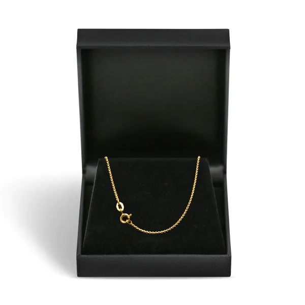 Goldkette als Venezianerkette rund geschlagen in Gelbgold 375 / 9K, 45 cm lang, 1,2 mm breit, Gewicht ca. 3.1 g.
