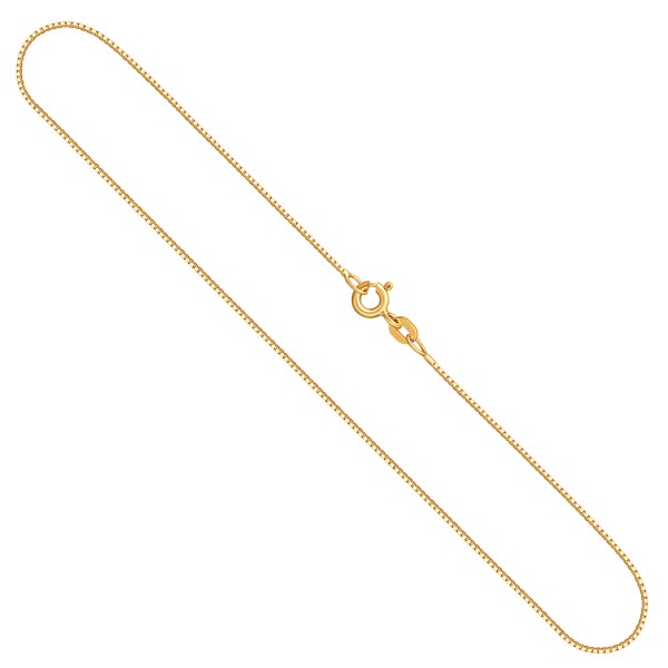 Goldkette als Venezianerkette in Gelbgold 333 / 8K, 38 cm lang, 0,7 mm breit, Gewicht ca. 1.2 g.