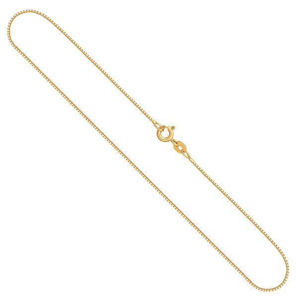 Goldkette als Venezianerkette in Gelbgold 585 / 14K, 42 cm lang, 0,7 mm breit, Gewicht ca. 1.7 g.