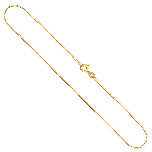 Goldkette als Venezianerkette in Gelbgold 375 / 9K, 38 cm lang, 0,7 mm breit, Gewicht ca. 1.3 g.