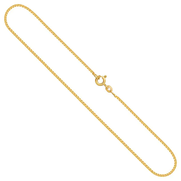 Goldkette als Venezianerkette in Gelbgold 585 / 14K, 36 cm lang, 1,2 mm breit, Gewicht ca. 3.6 g.