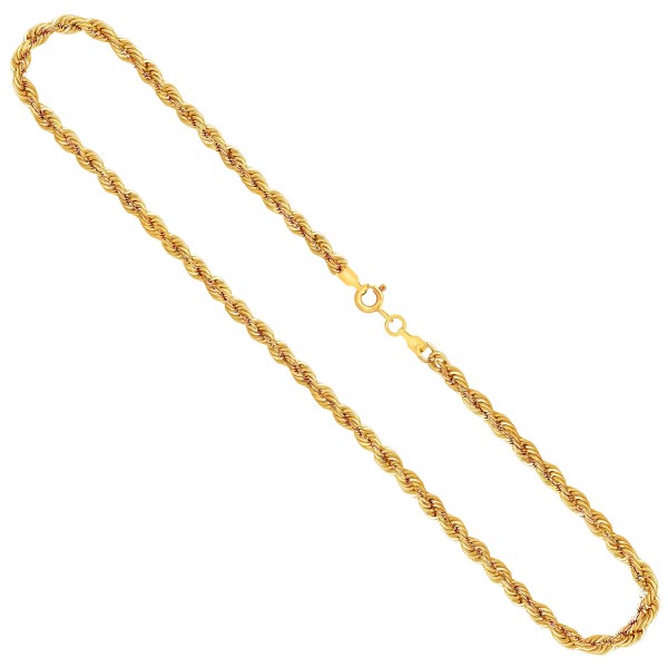 Goldkette als Kordelkette hohl Leichtversion in Gelbgold 333 / 8K, 45 cm lang, 3,3 mm breit, Gewicht ca. 5 g.