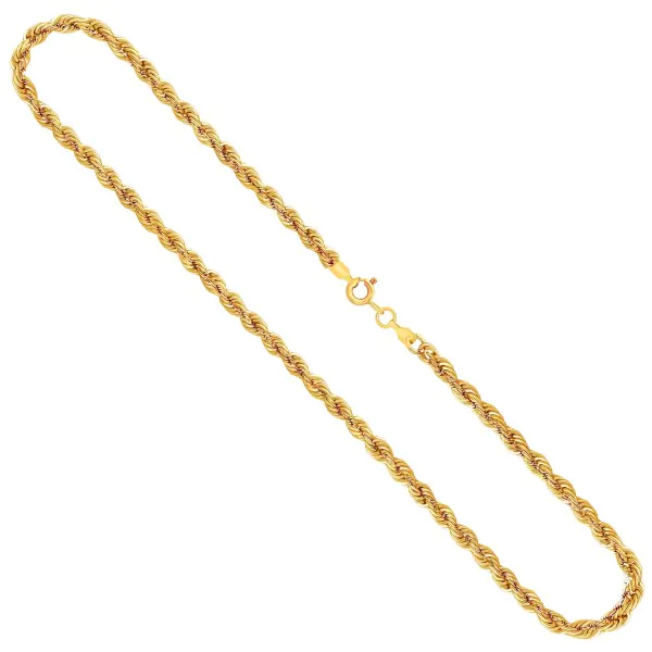 Goldkette als Kordelkette hohl Leichtversion in Gelbgold 333 / 8K, 45 cm lang, 3,3 mm breit, Gewicht ca. 5 g.