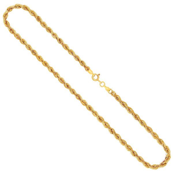 Goldkette als Kordelkette hohl Leichtversion in Gelbgold 333 / 8K, 50 cm lang, 3,3 mm breit, Gewicht ca. 5.4 g.