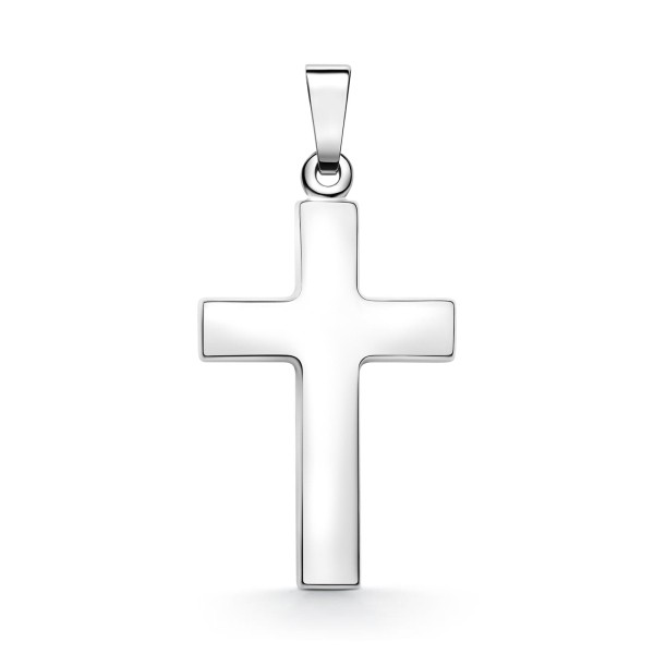Anhänger Kreuz glanz , Weißgold 585 / 14K, Höhe 21 mm, Gewicht ca. 0,9 g