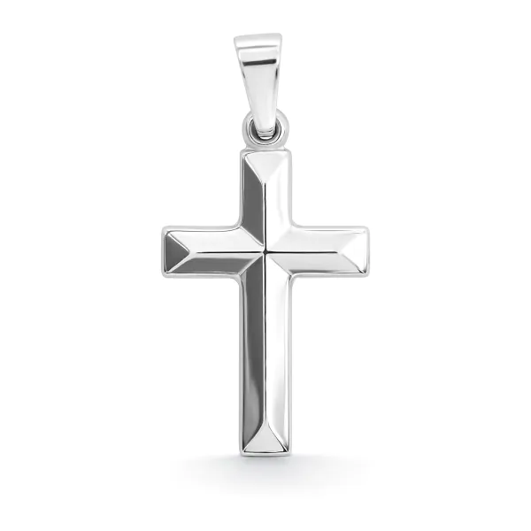 Anhänger Kreuz glanz, Weißgold 585 / 14K, Höhe 25.0 mm, Breite 12.1 mm, Gewicht ca. 0.74 g