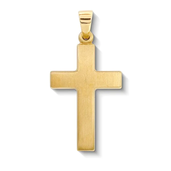 Anhänger Kreuz seidenmatt, Gelbgold 585 / 14K, Höhe 18 mm, Gewicht ca. 0.68 g