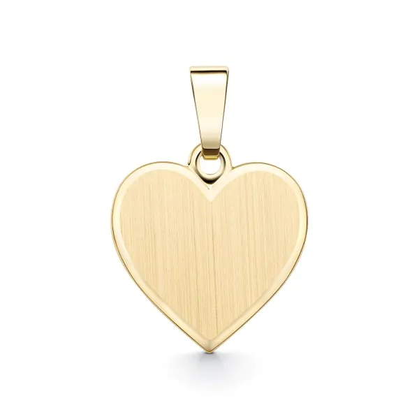 Anhänger Gravurplatte herzform bandmatt , Gelbgold 585 / 14K, Höhe 12 mm, Gewicht ca. 1,37 g