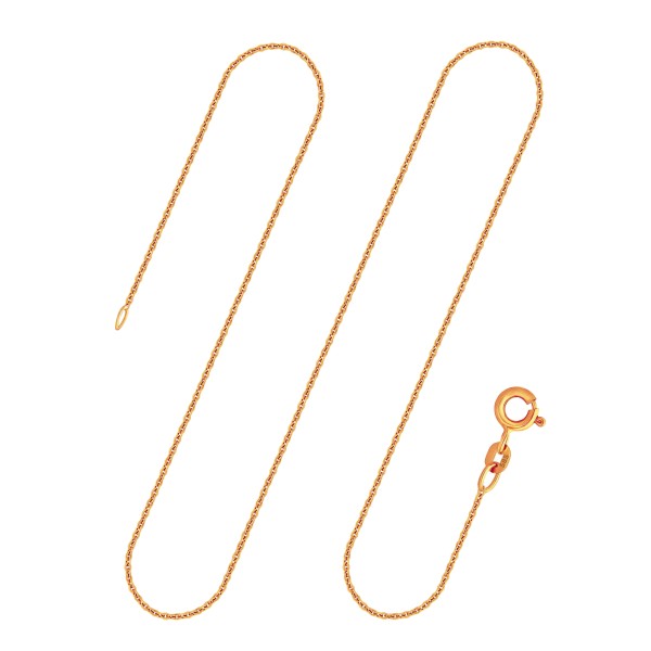 Goldkette als Ankerkette rund in Gelbgold 585 / 14K, 34 cm lang, 1,1 mm breit, Gewicht ca. 1.4 g.