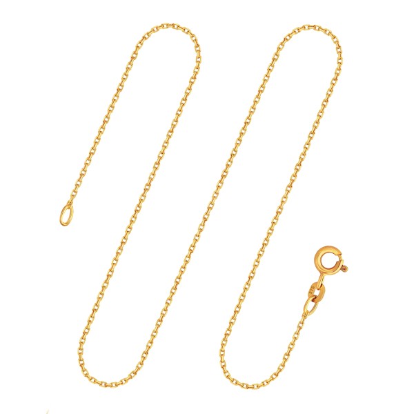 Goldkette als Ankerkette diamantiert in Gelbgold 375 / 9K, 40 cm lang, 1,3 mm breit, Gewicht ca. 1.9 g.